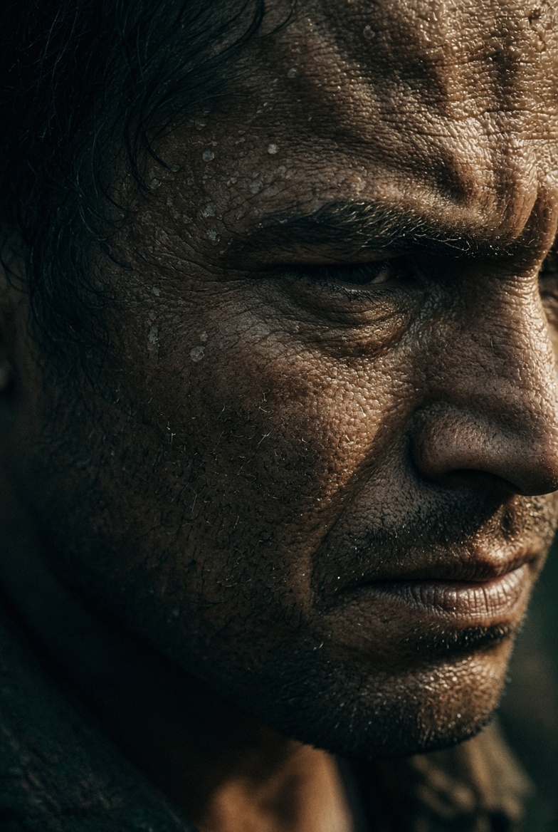 Close-up of a face in concentration